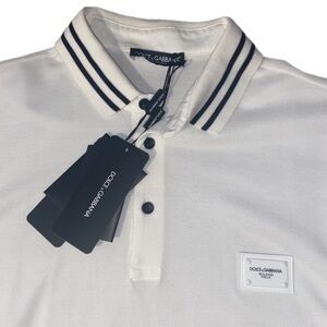 Dolce & Gabbana polo shirt | Sz 50 | white + blk trim | Brand New